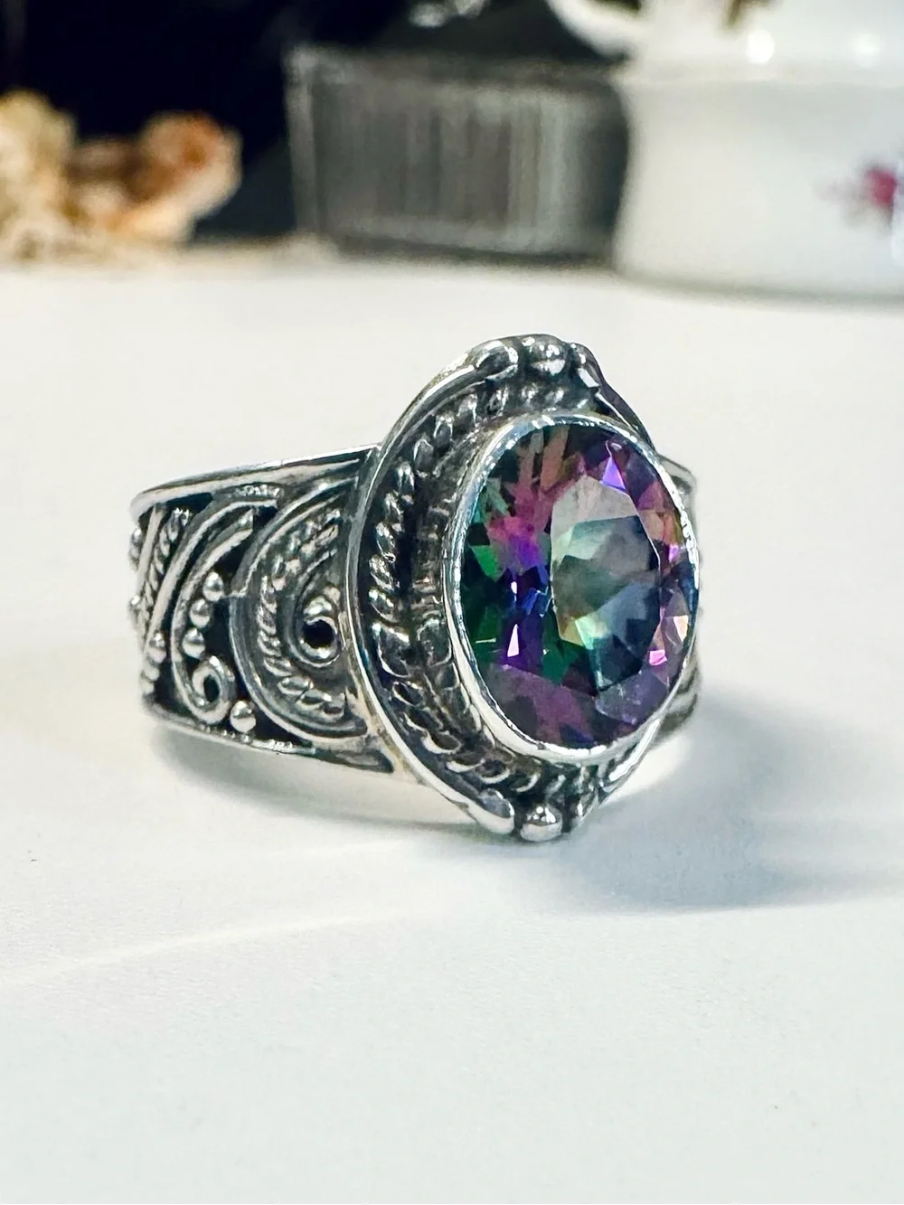 Stunning Handmade Sterling Silver Mystic Fire Topaz Ring (8)